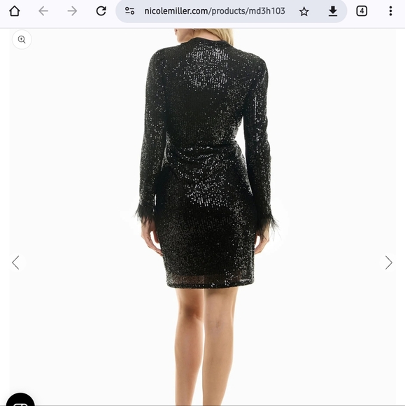 KAIA SEQUIN LONG SLEEVE FAUX WRAP DRESS size 12 BLK - Picture 4 of 9